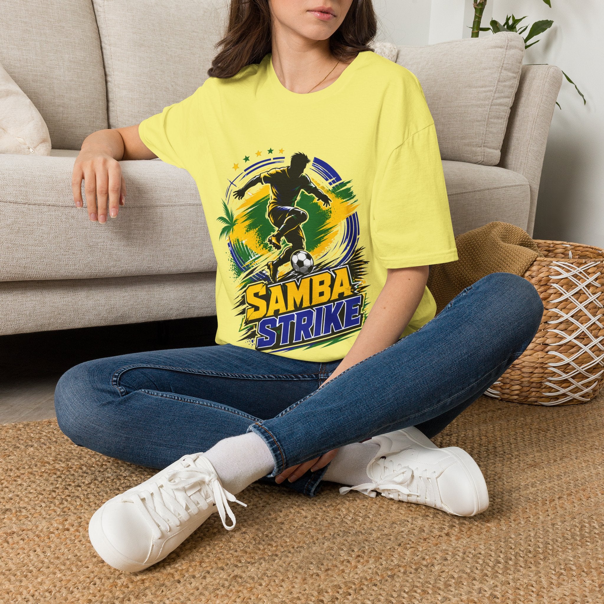 Brazil  Samba Strike Soccer T-Shirt — Brazilian Football Player Graphic Tee
