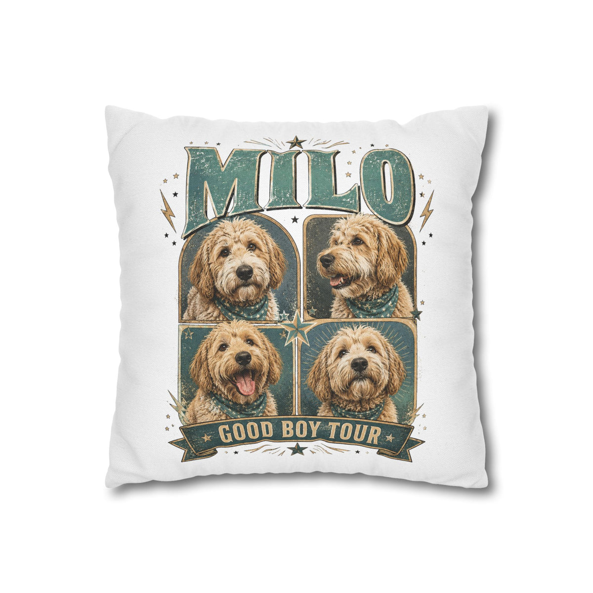 Milo "Good Boy Tour" Dog Photo Pillowcase Milo Bailey Dog Dad Mom