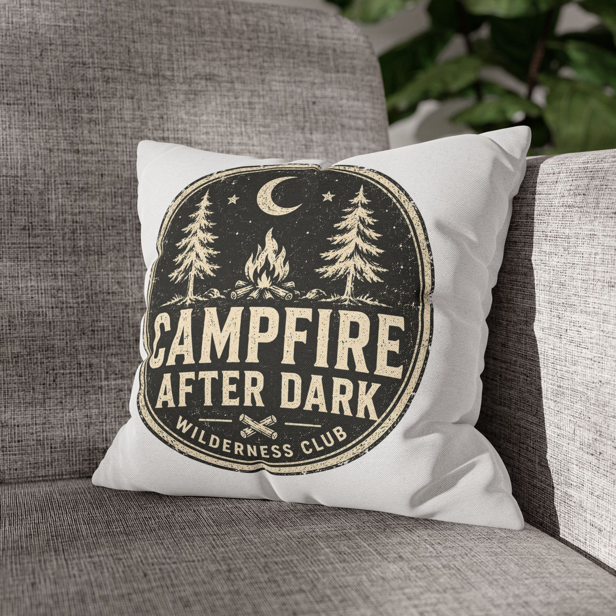 Campfire After Dark Decorative Pillowcase Milo Bailey Dog Dad Mom — Wilderness Camping Accent