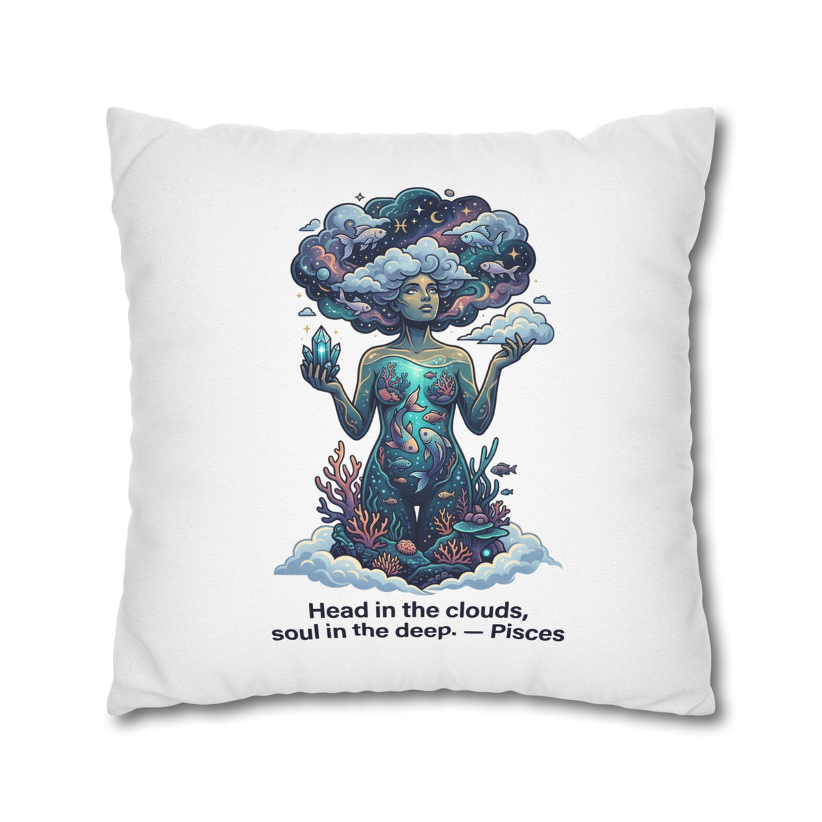 Pisces Zodiac Pillowcase – "Head in the clouds, soul in the deep" Decorative Throw Pillow