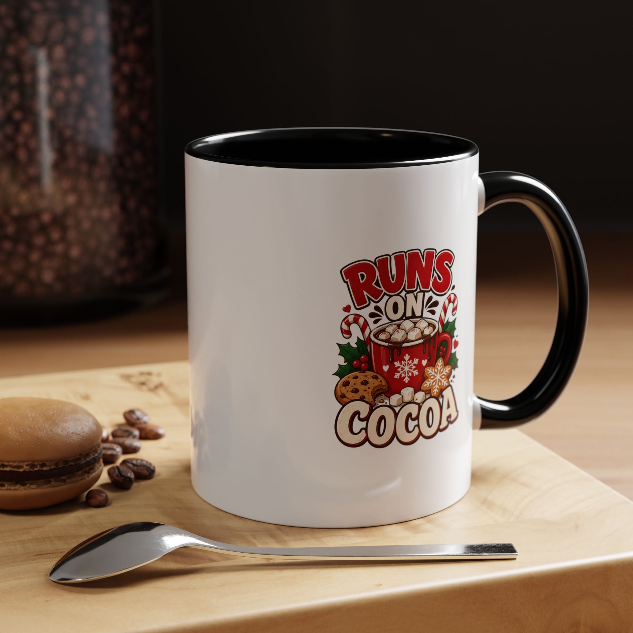 Runs on Cocoa Accent Coffee Mug — Holiday Hot Cocoa Gift