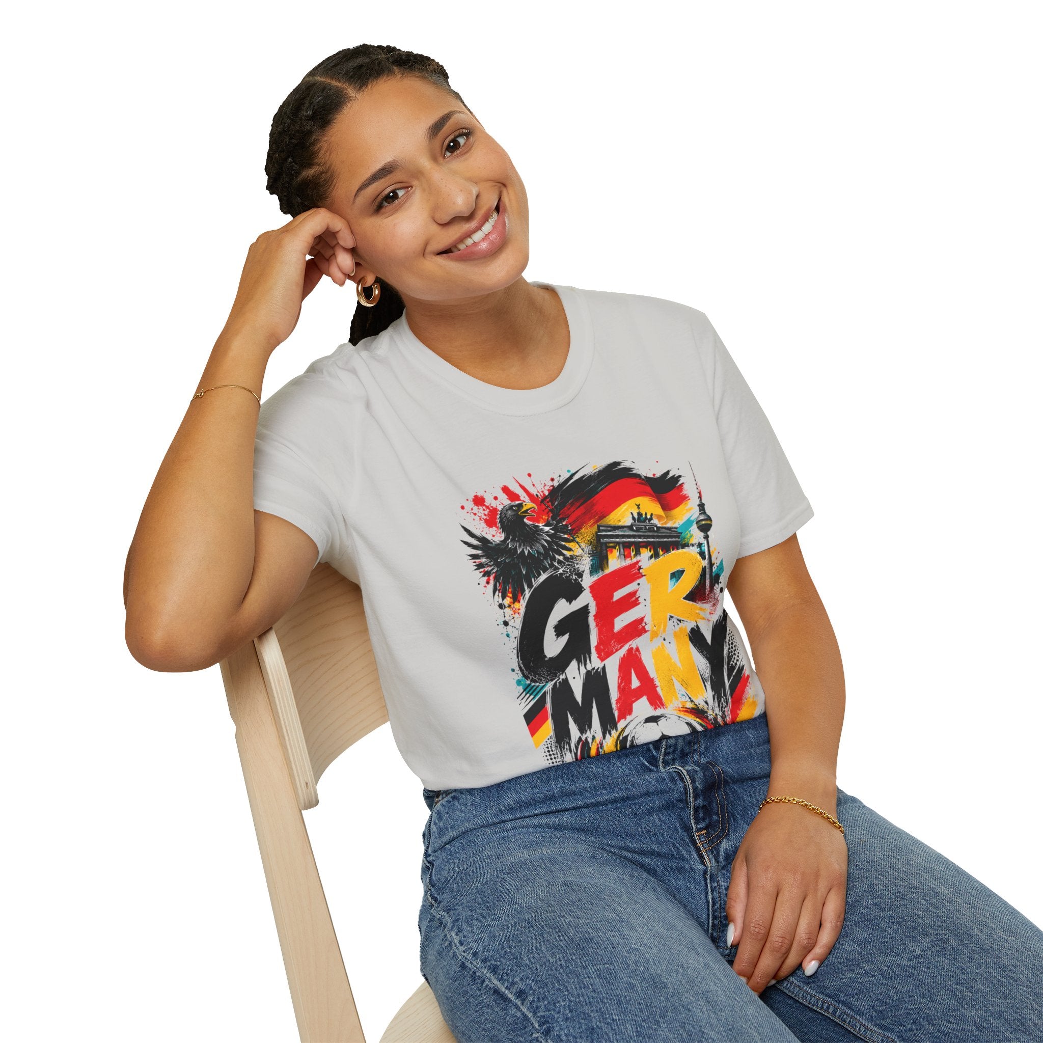 Germany Soccer Graphic T‑Shirt — Flag, Eagle & Brandenburger Tor Design