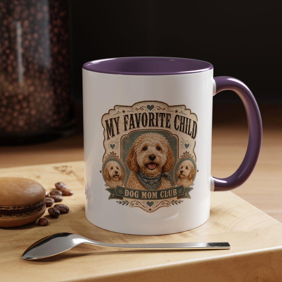 Milo Bailey Dog Dad Mom My Favorite Child Dog Mom Club Accent Coffee Mug – Cute Doodle Dog Mother's Day Gift