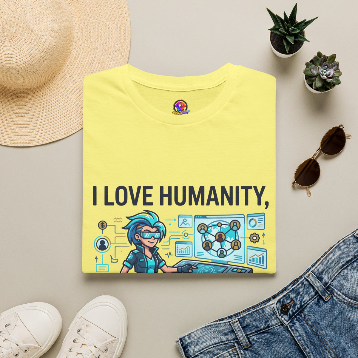 Aquarius Zodiac I Love Humanity T-Shirt — Funny Aquarist Marine Biologist Tee