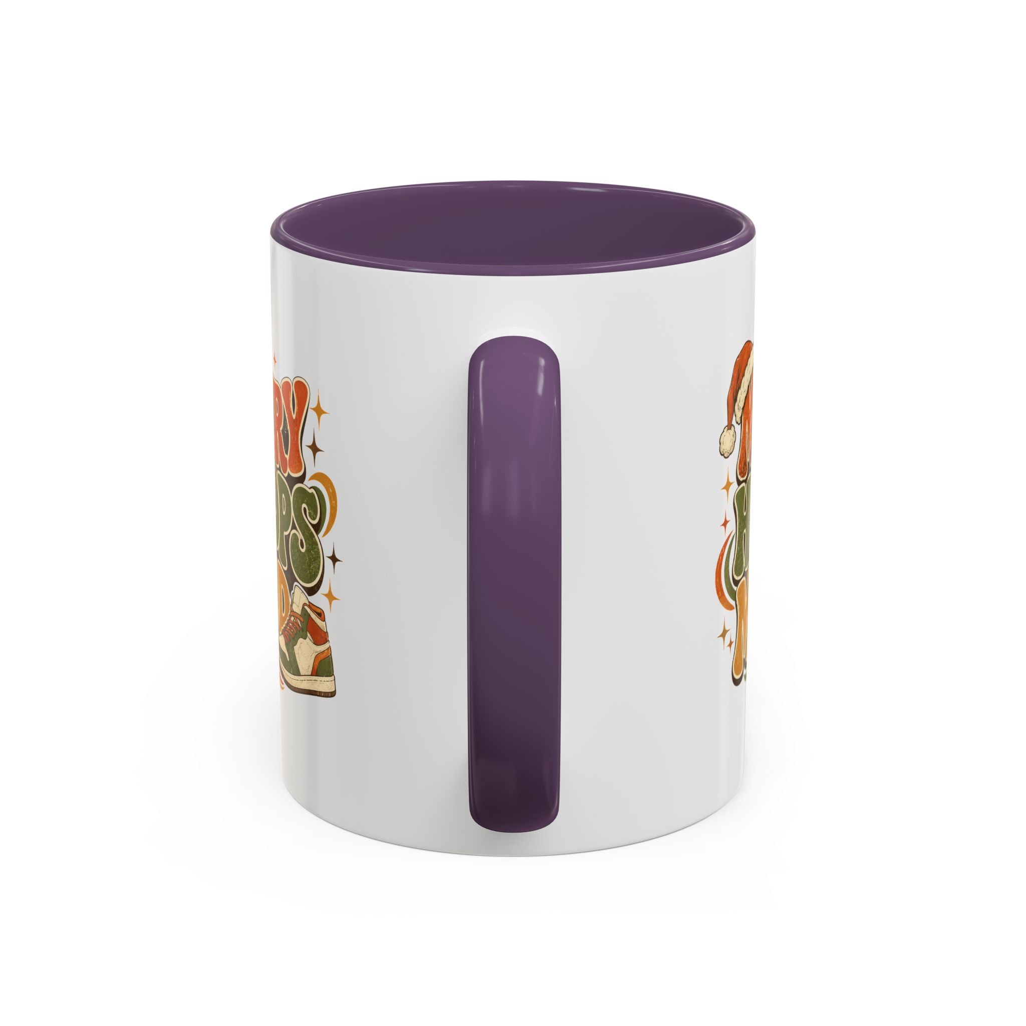 Modern Day Christmas Merry Hoops Mood Accent Coffee Mug — Retro Basketball Christmas Design