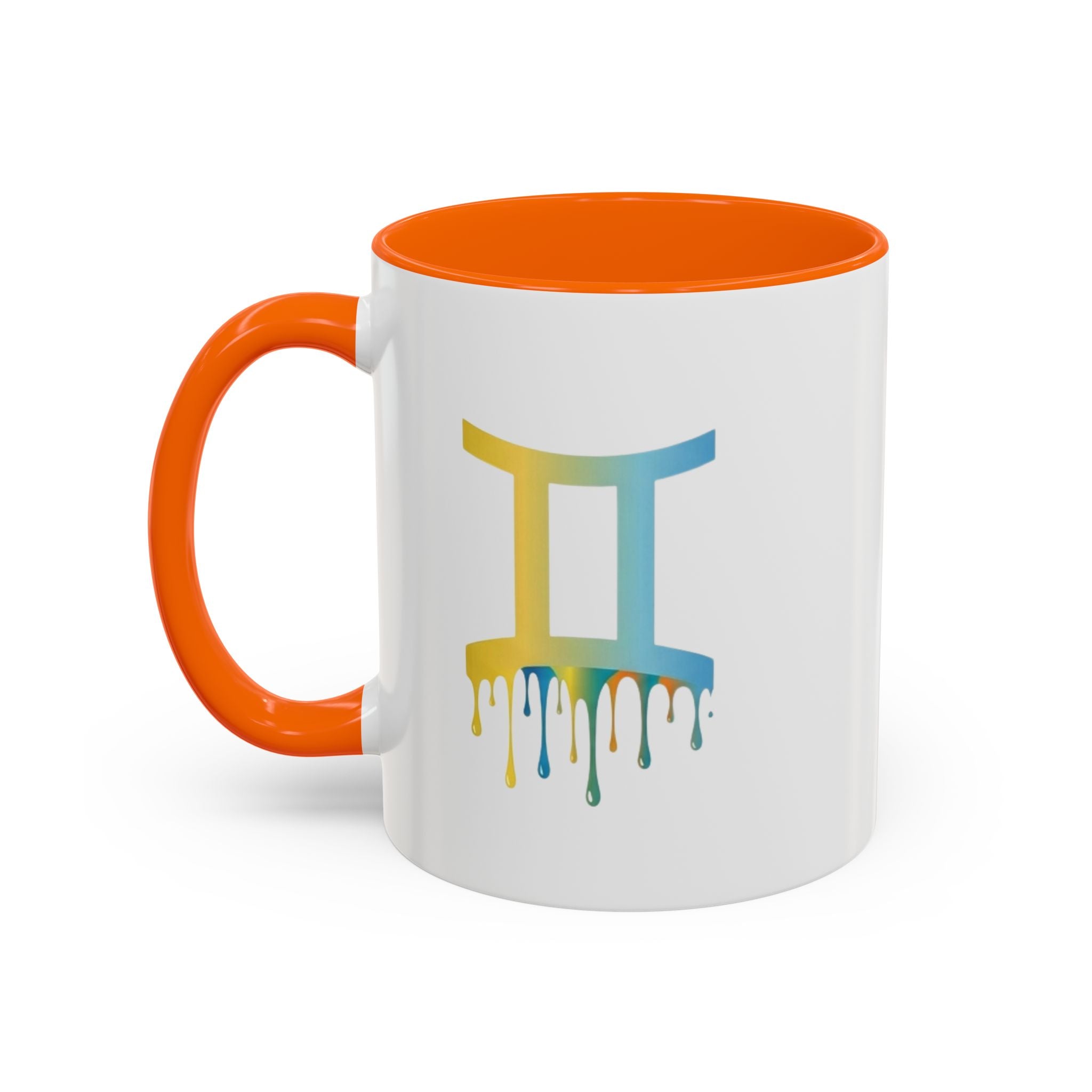 Gemini Zodiac Coffee Mug - Dripping Rainbow Gemini Symbol Accent Mug