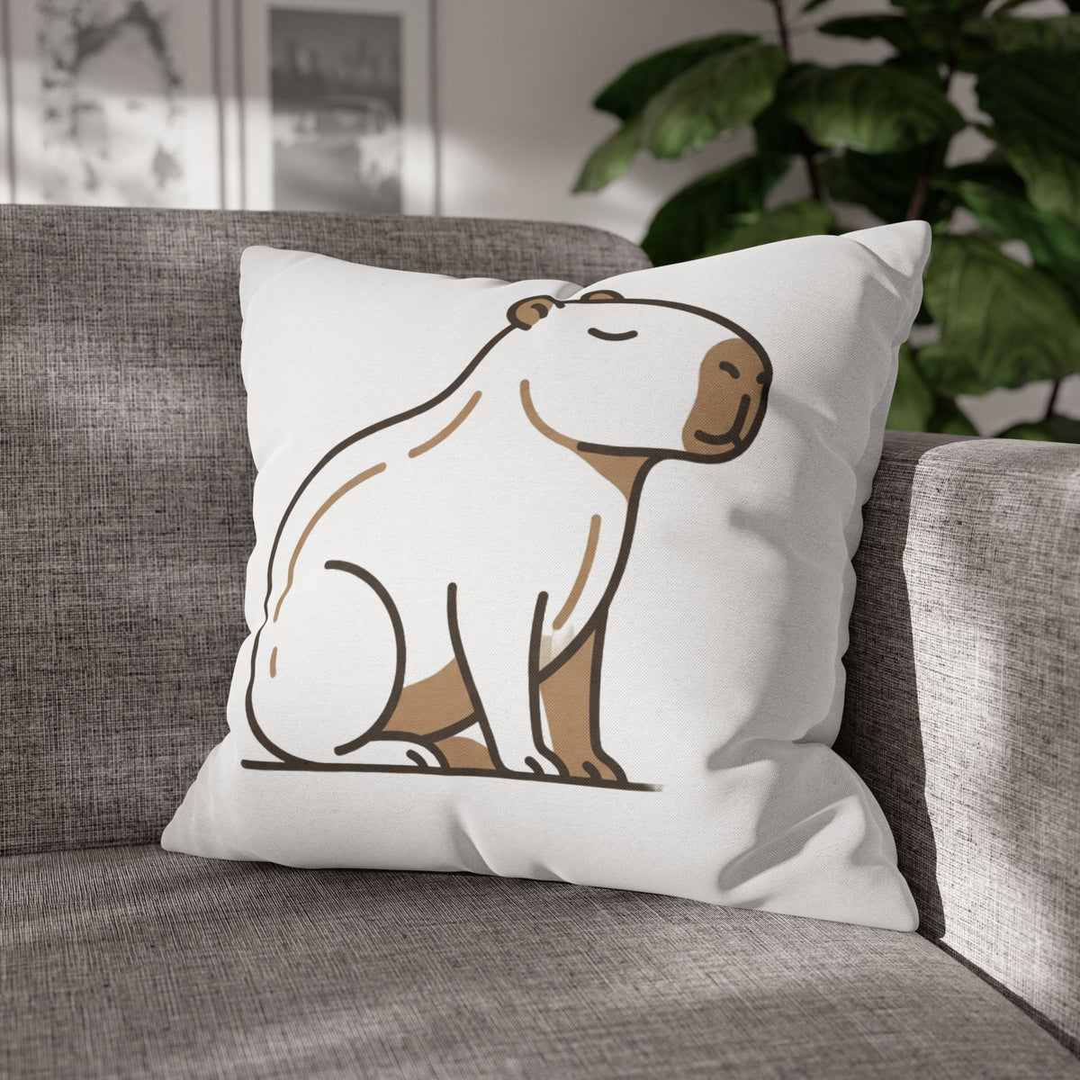 Funny Capybara Cute Throw Pillowcase – Minimalist Animal Decorative Cushion