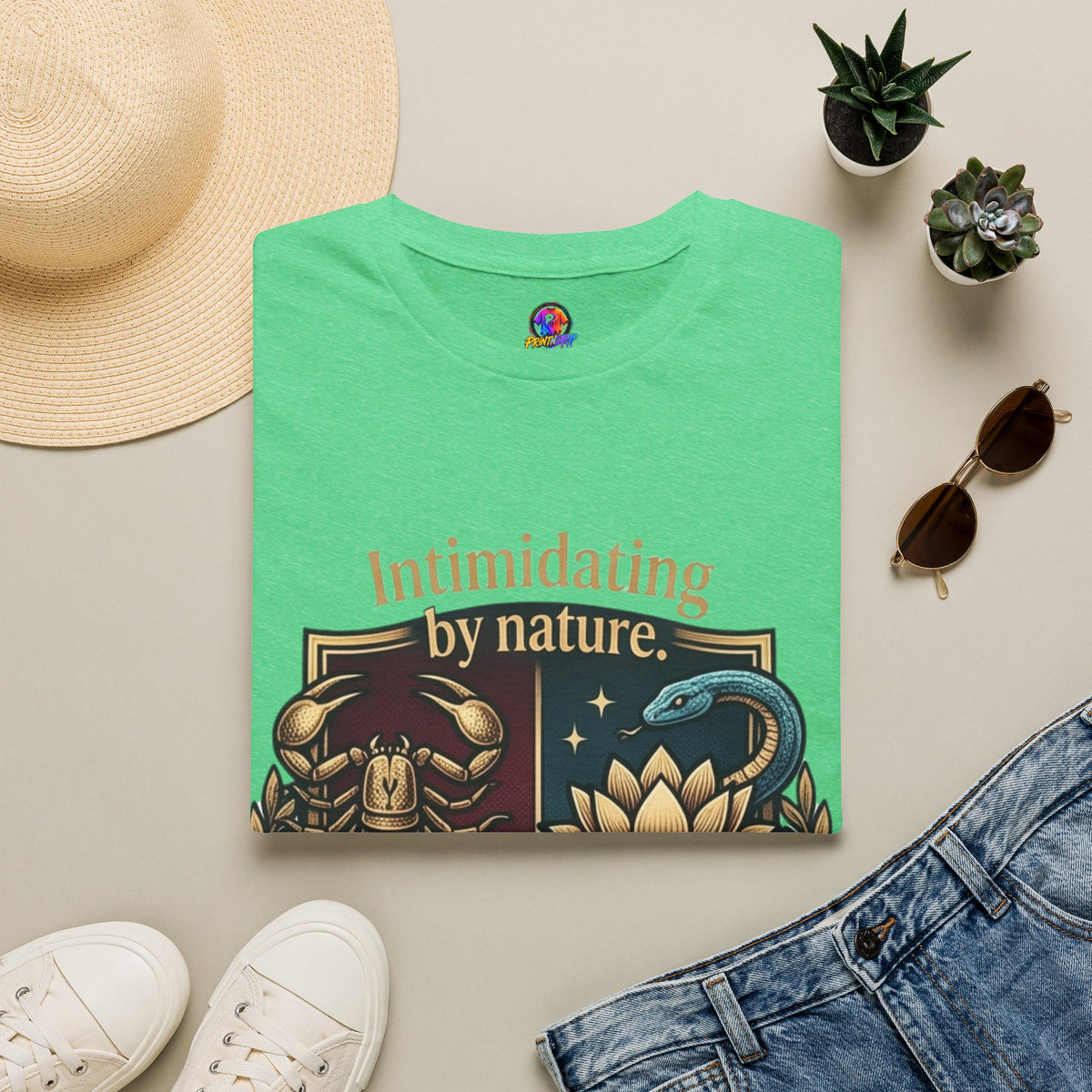 Intimidating by Nature T-Shirt — Scorpion & Snake Badge Design