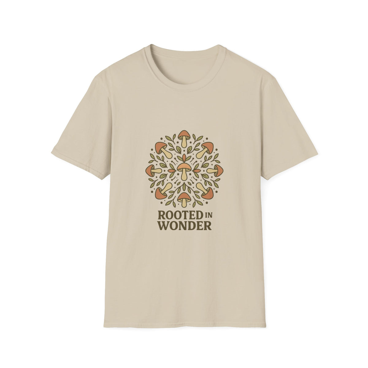 Mushroom Mandala T-Shirt — "Rooted in Wonder" Botanical Graphic Tee