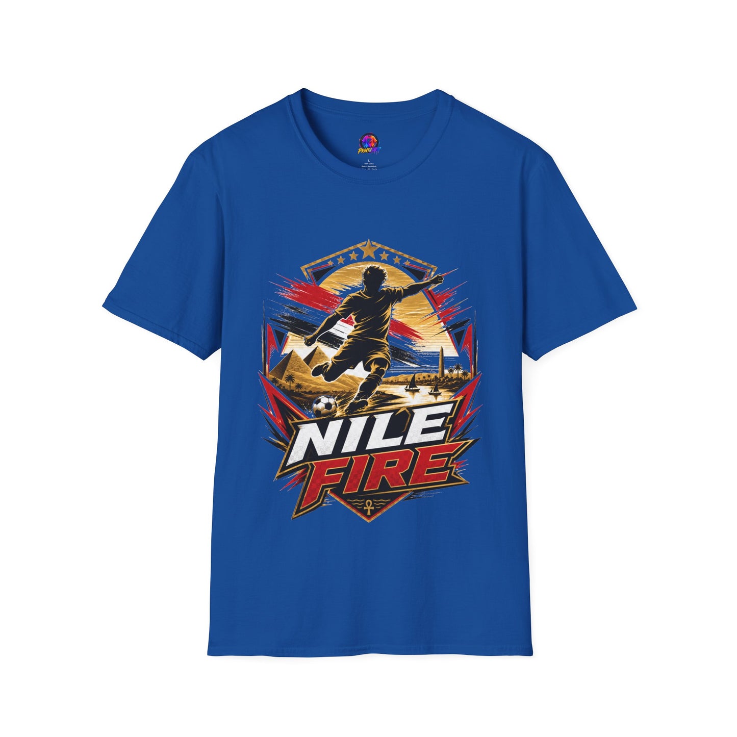 Egypt Soccer Player Nile Fire Graphic T-Shirt — Retro Athletic Team Tee