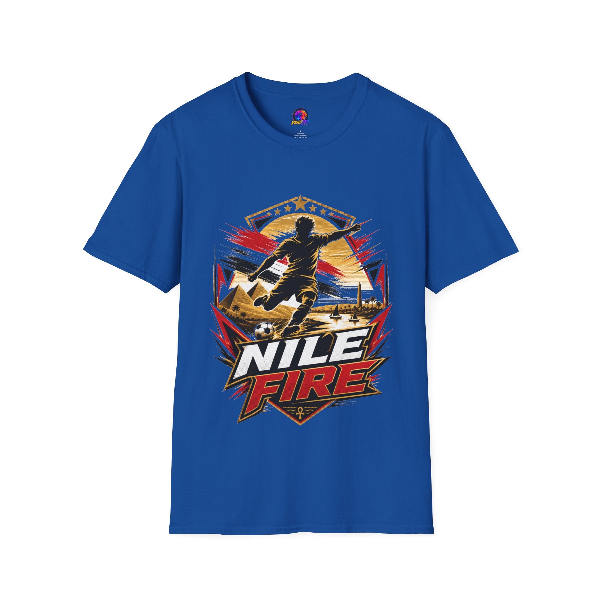 Egypt Soccer Player Nile Fire Graphic T-Shirt — Retro Athletic Team Tee