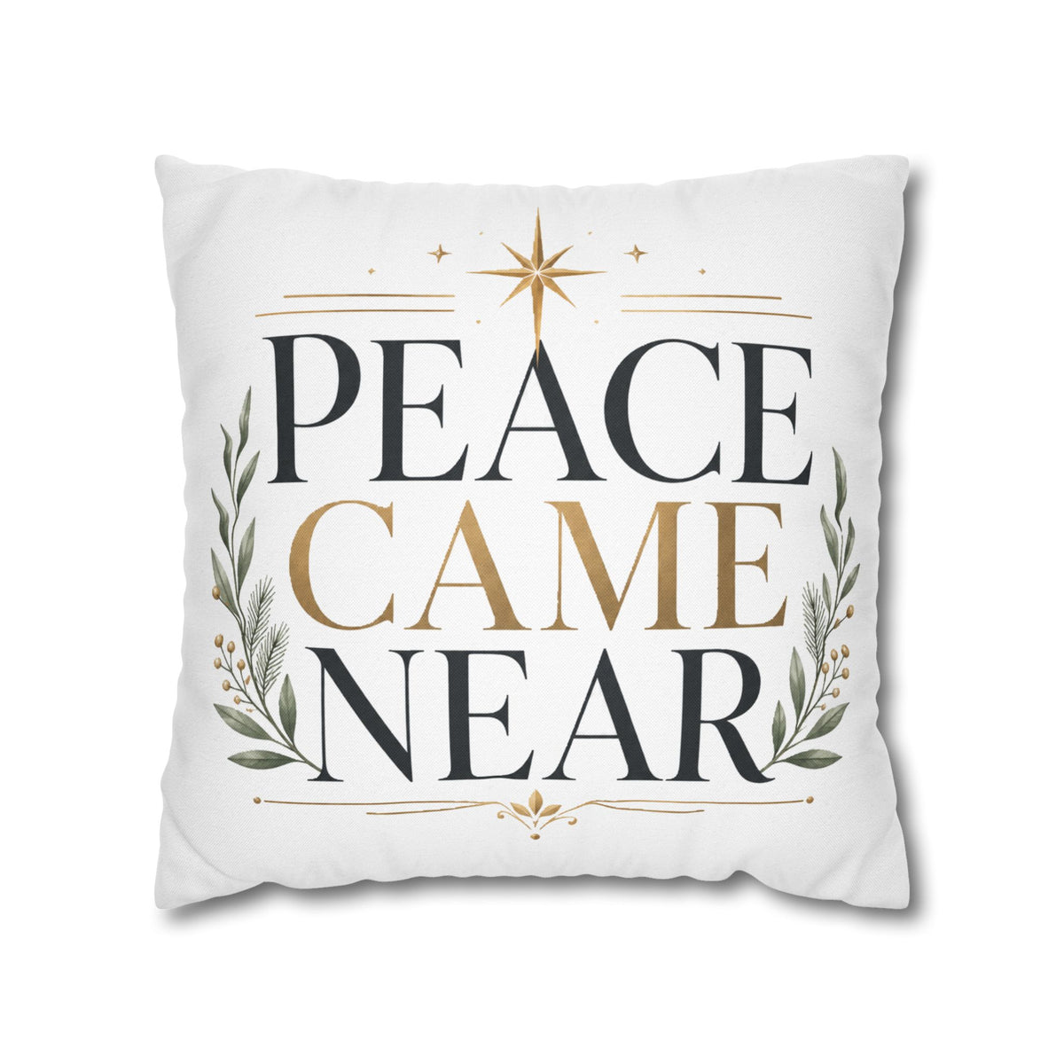 Christmas Peace Came Near Square Pillow — Christmas Holiday Decorative Throw Pillowcase