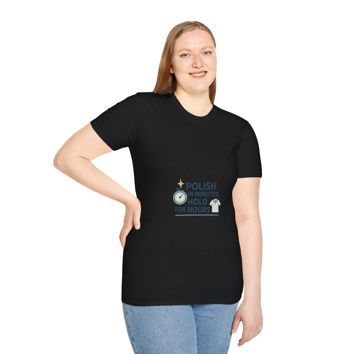 T-Shirt — "Polish in Minutes, Hold for Hours" Minimalist Nail Care Graphic Tee - Trending Now - October 2026