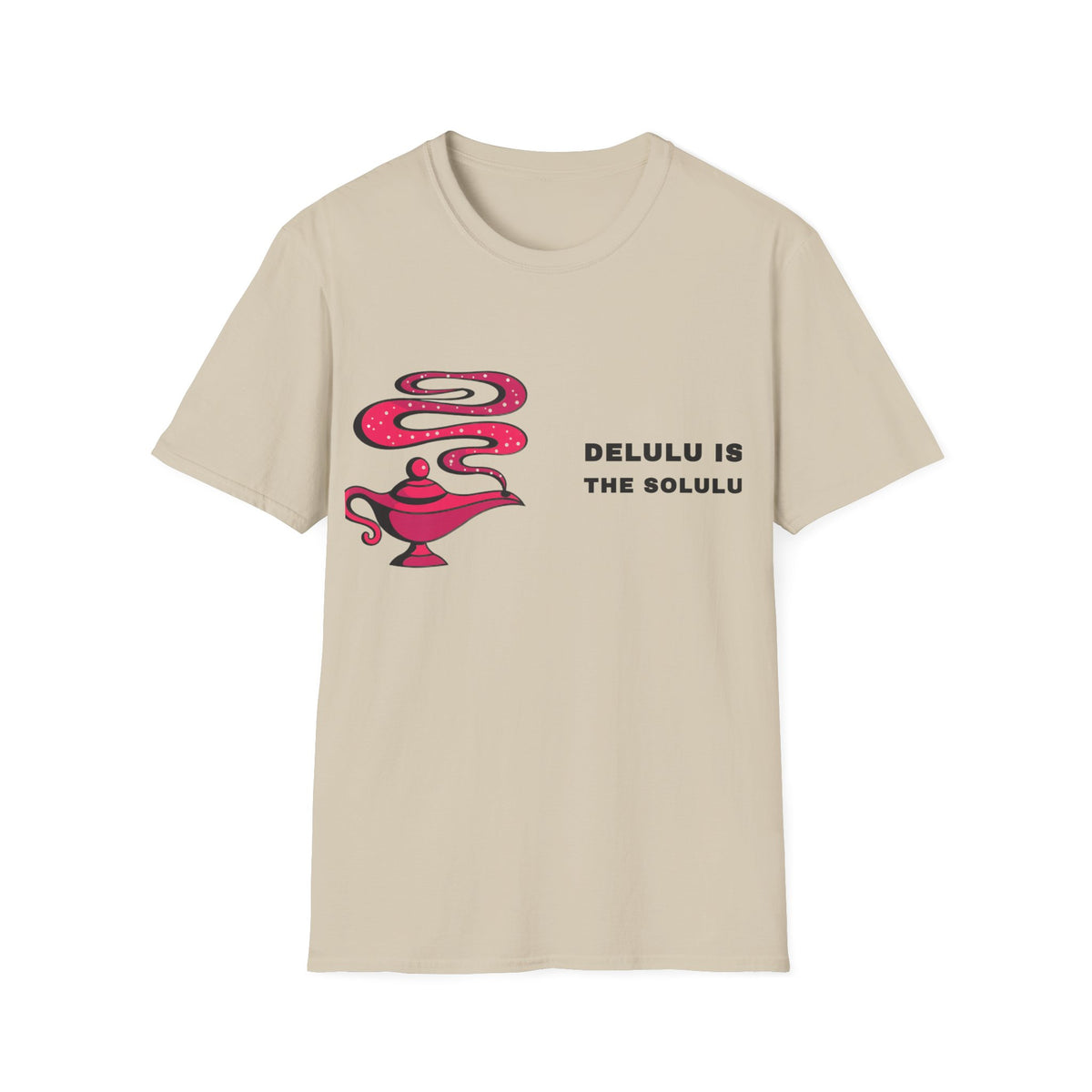 Genie Lamp Graphic T-Shirt — 'Delulu' Vaporwave Snake Design - Trending Now - September 2026
