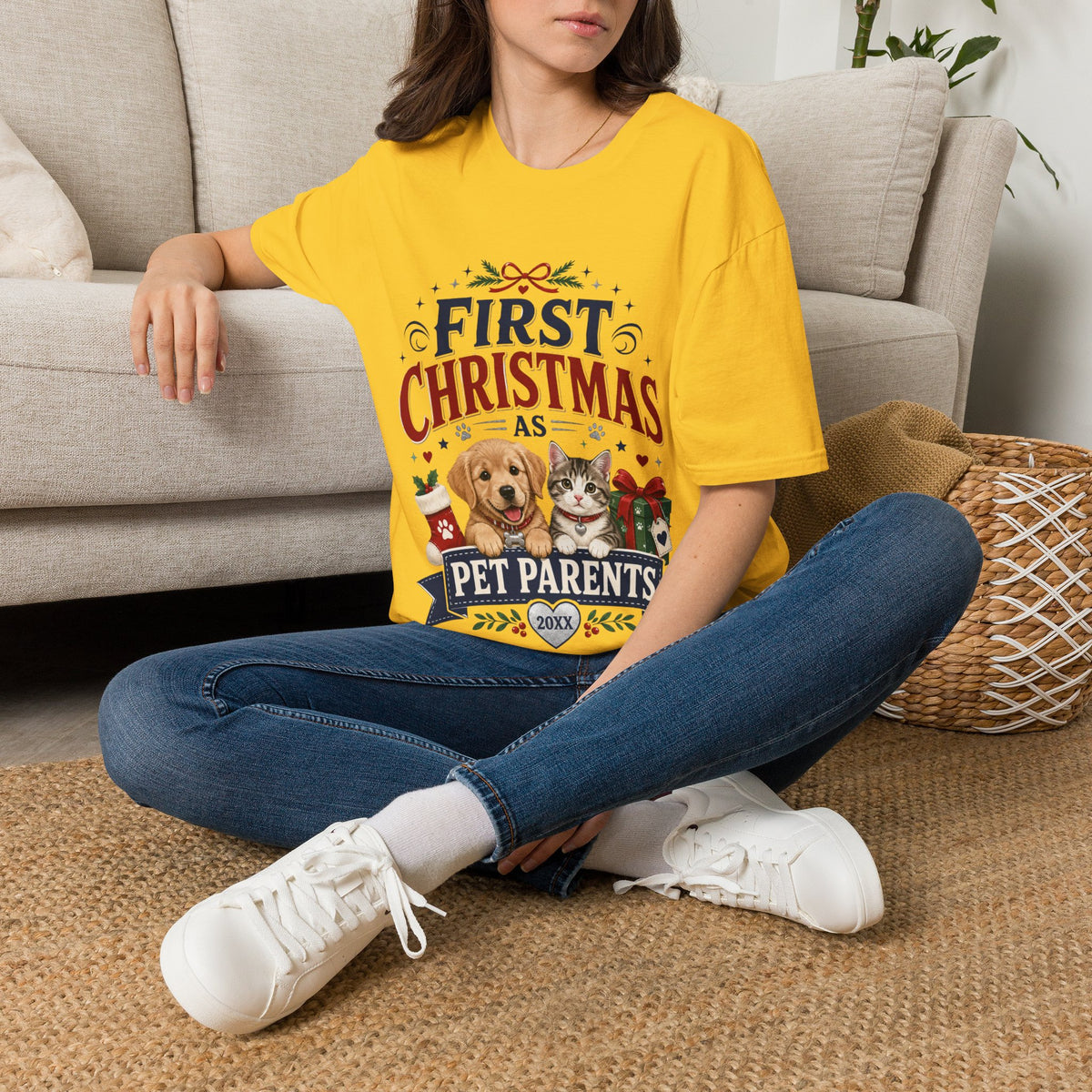T-Shirt — "First Christmas as Pet Parents" Holiday Tee