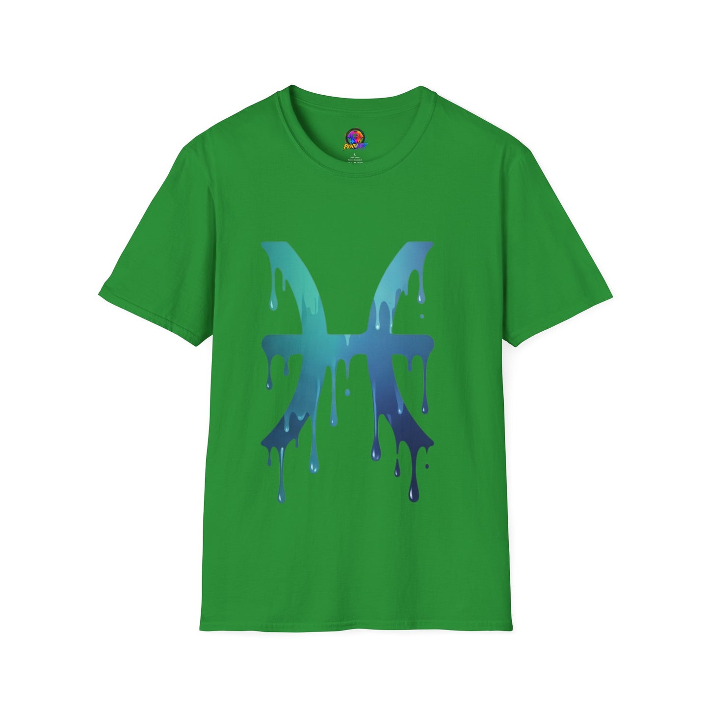Pisces Drip Zodiac T-Shirt — Blue Gradient Astrological Tee