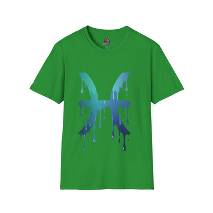Pisces Drip Zodiac T-Shirt — Blue Gradient Astrological Tee