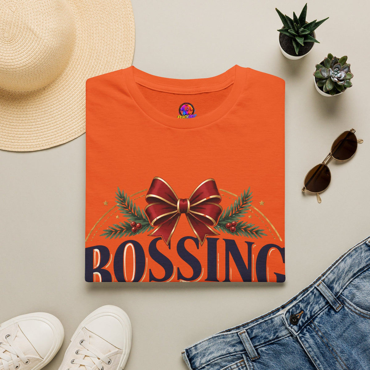 Christmas “Bossing Through Christmas” T‑Shirt — Funny Holiday Boss Gift