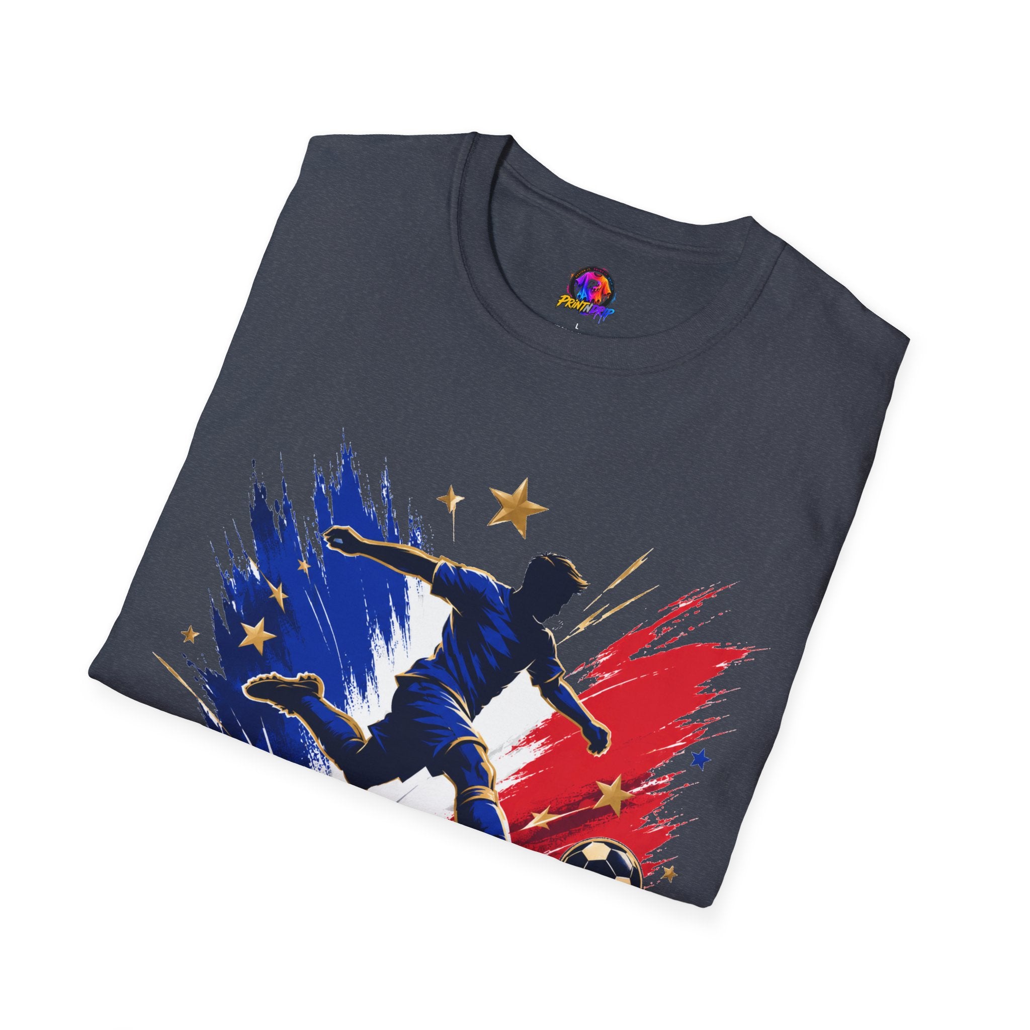 France Soccer T-Shirt — "Blue Glory" Red, White & Blue Player Graphic