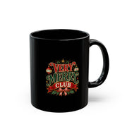 Very Merry Club Black Mug — Holiday Christmas Coffee Cup