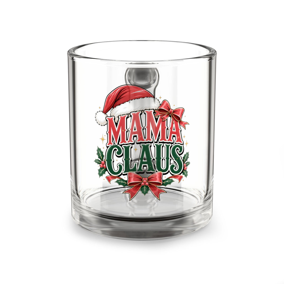 Christmas Glass Mug 10 oz Mama Claus Glass Mug — 10oz Christmas Holiday Coffee Cup