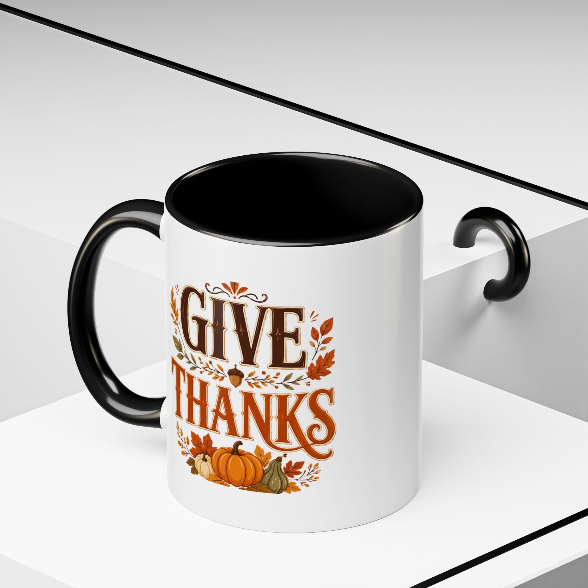 Thanksgiving Mug Give Thanks Coffee Mug — Thanksgiving Fall Accent Mug
