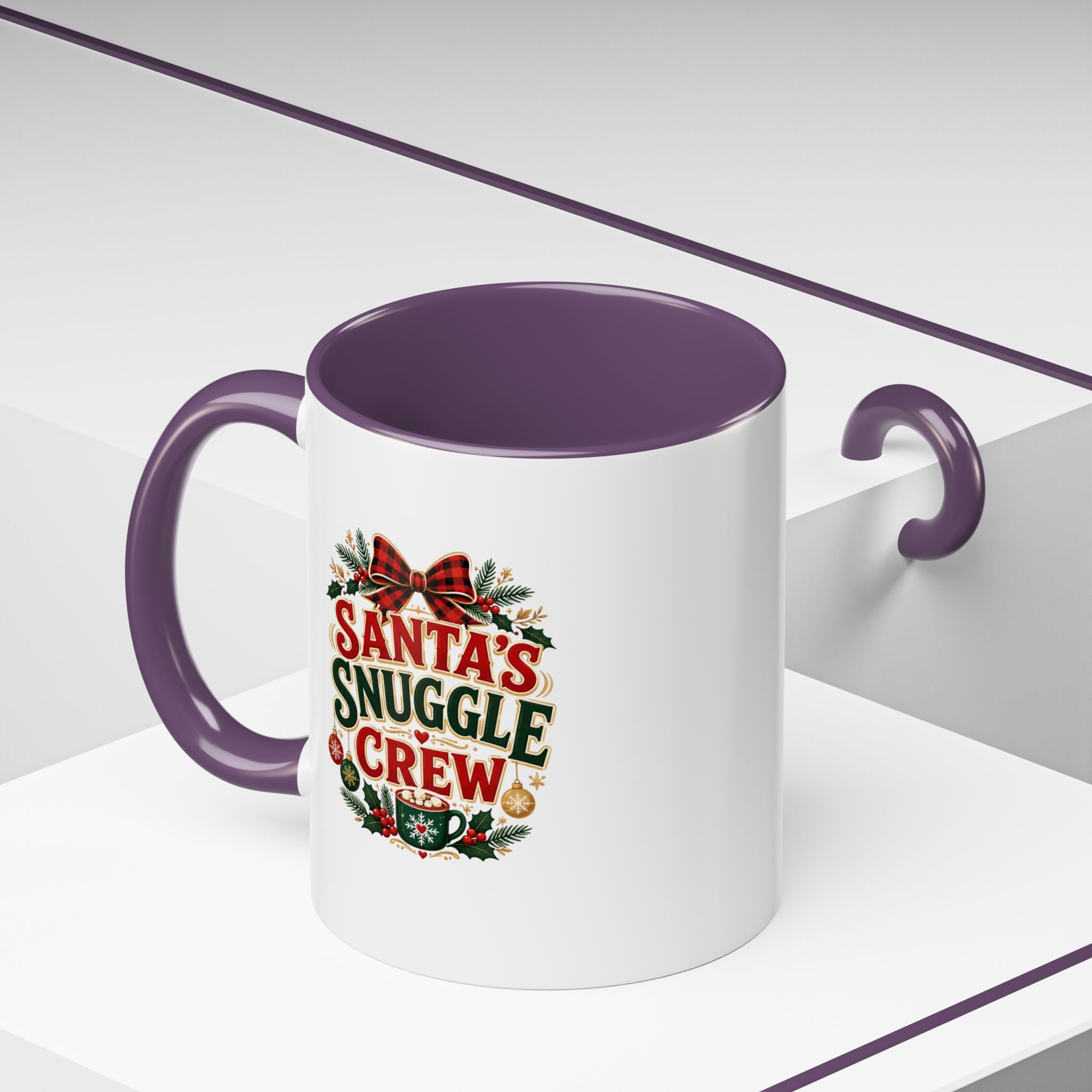 Santa’s Snuggle Crew Accent Coffee Mug — Holiday Christmas Cocoa Cup