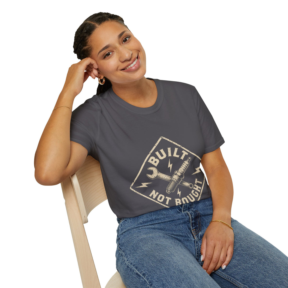 Built Not Bought T-Shirt — Vintage Mechanic Auto Repair Tee