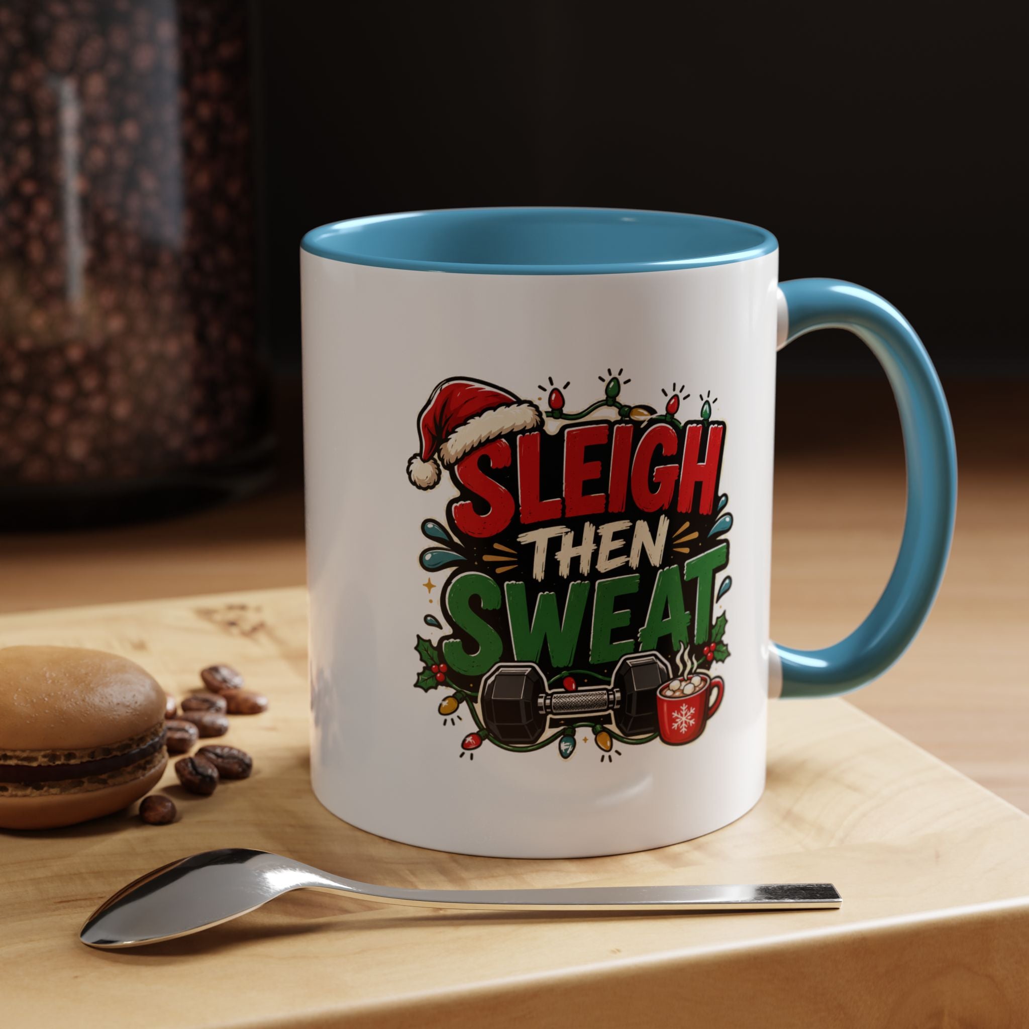 Modern Day Christmas Sleigh Then Sweat Coffee Mug — Festive Gym Motivational Holiday Gift