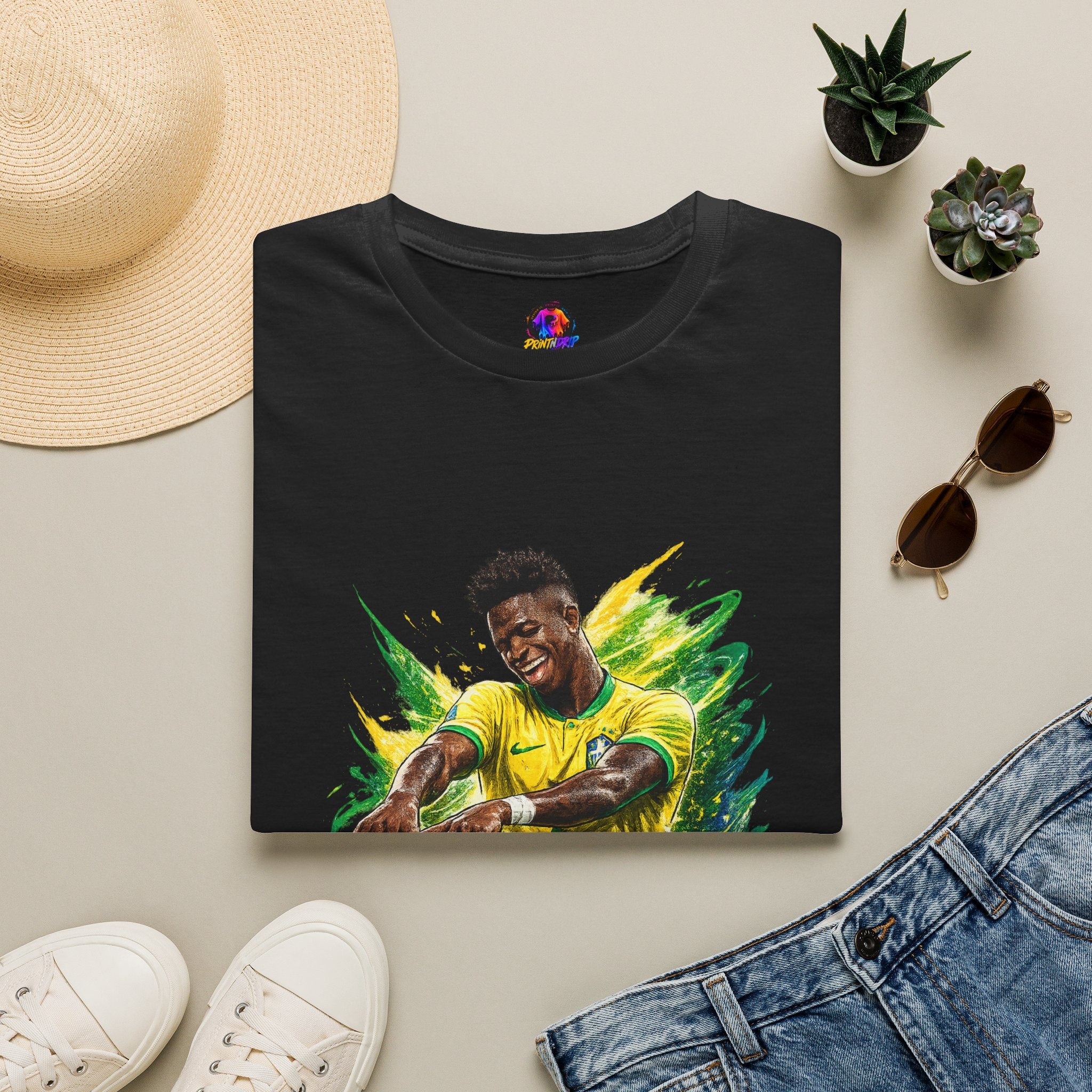 Brazil  Soccer Celebration T-Shirt — Brazilian Football Player Artwork