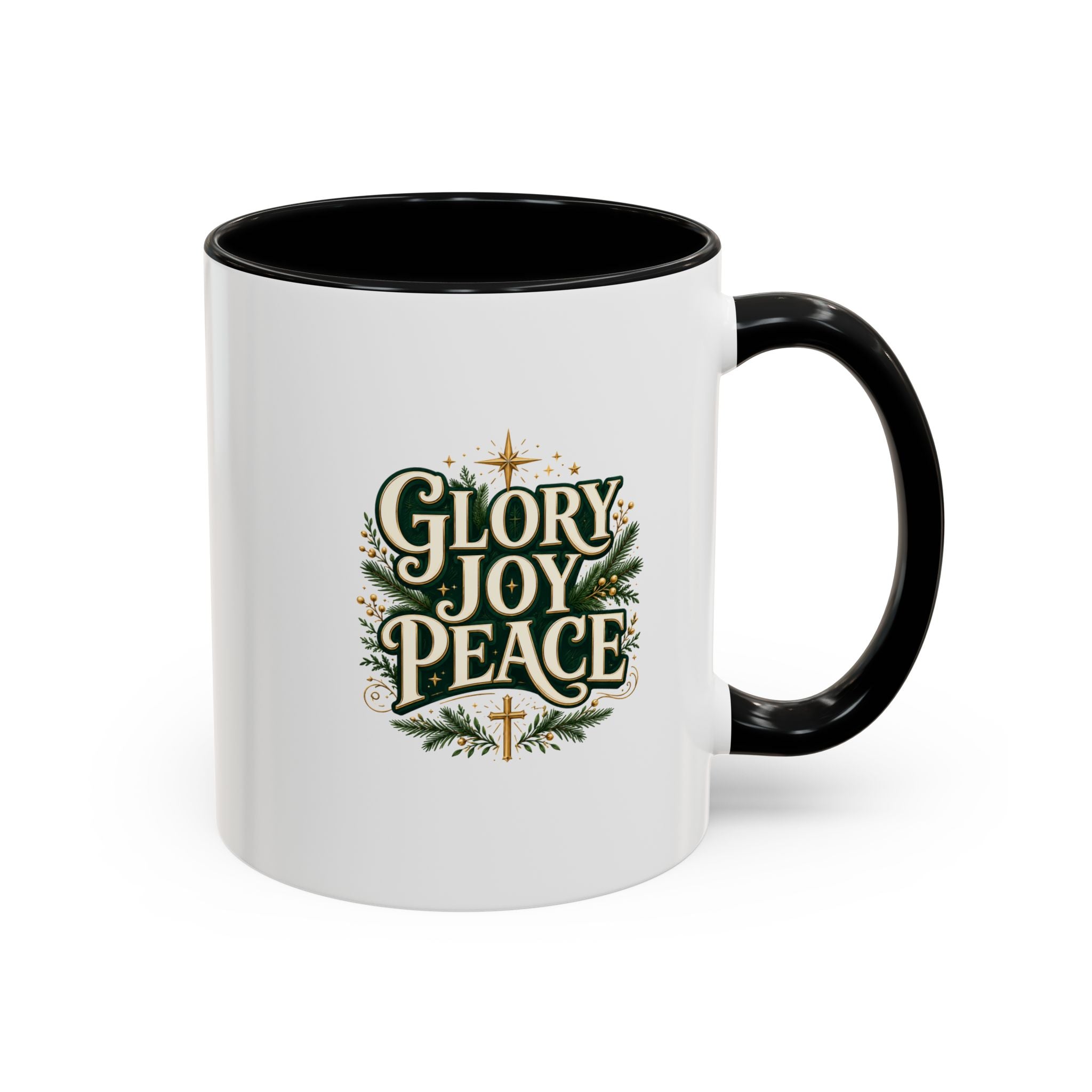 Glory Joy Peace Christmas Coffee Mug - Holiday Scripture Accent Mug