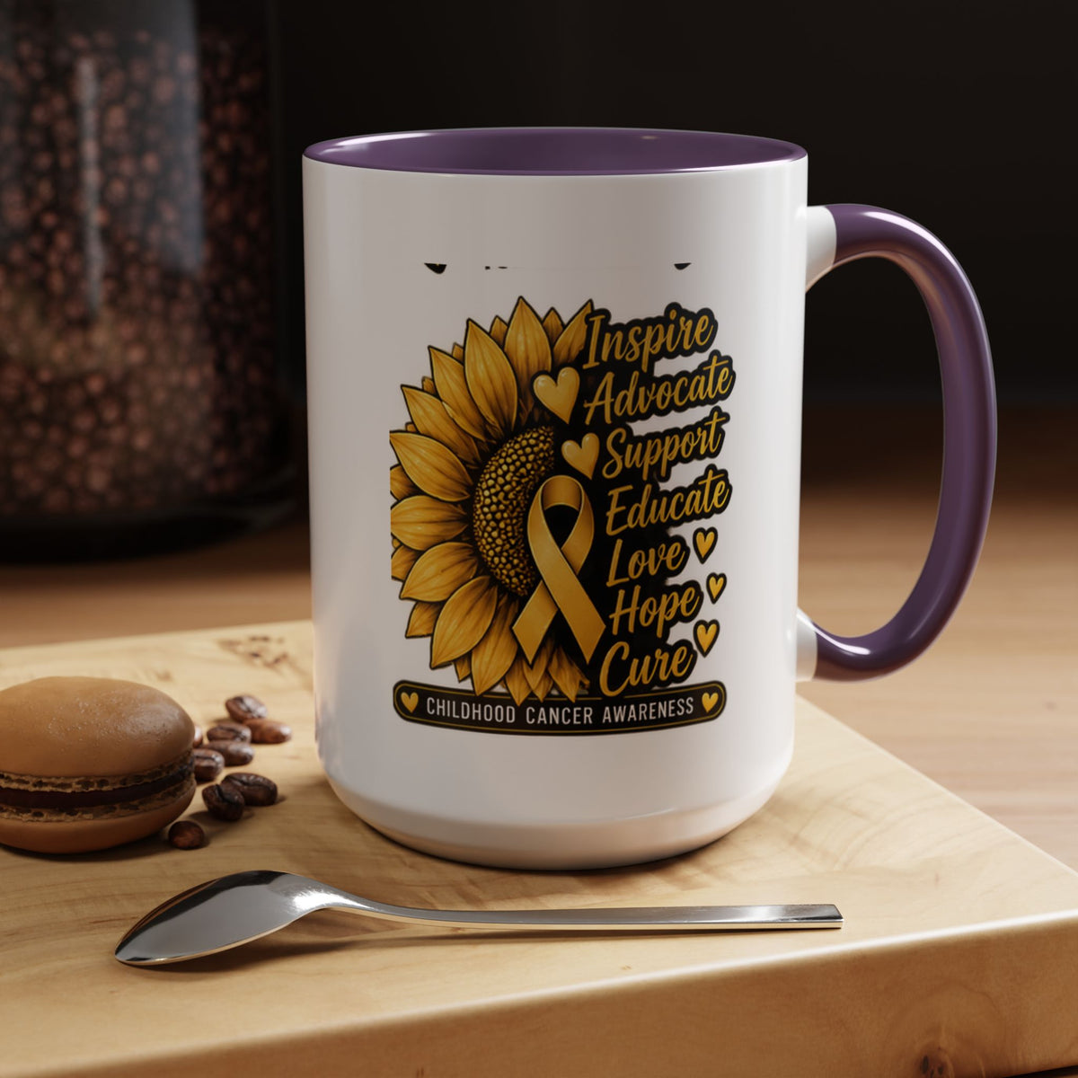 Childhood Cancer Awareness Sunflower Accent Coffee Mug (11/15oz)