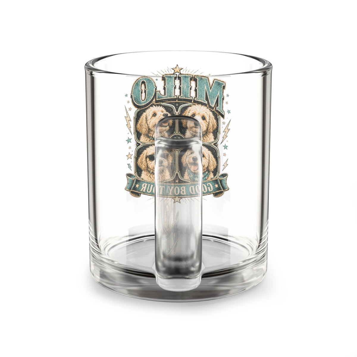 Milo 'Good Boy Tour' Glass Mug — 10oz Dog Lover Coffee Cup Milo Bailey Dog Dad Mom  Glass Mug 10 oz