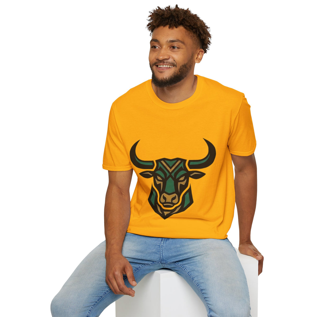 Taurus Bull Head T-Shirt — Geometric Tribal Bull Graphic Tee