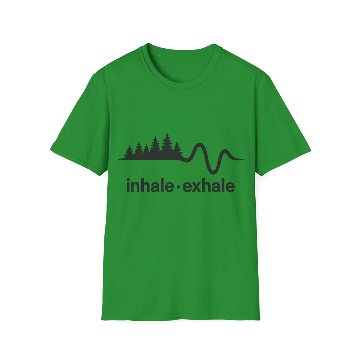 "Inhale Exhale" Mountain Pulse Graphic Tee - Minimalist Breathe Yoga Mindfulness White T-Shirt - Trending Now - September 2026