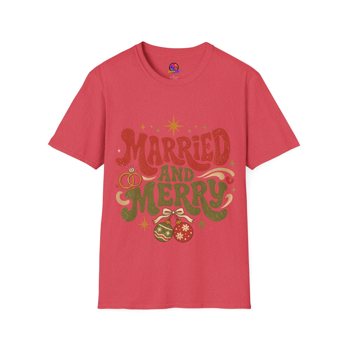 Married and Merry T-Shirt — Retro Holiday Couples Christmas Tee