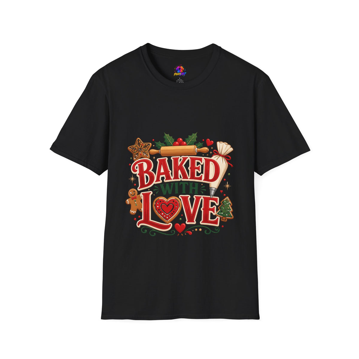 Baked With Love T-Shirt — Holiday Baking Christmas Cookie Chef Tee