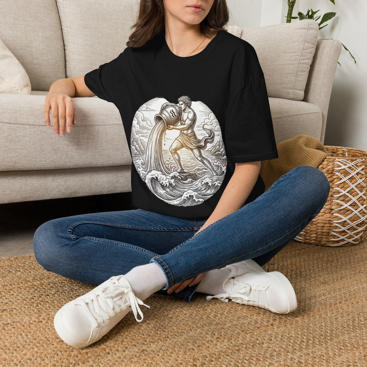 Aquarius Zodiac T-Shirt — Vintage Water Bearer Astrology Tee