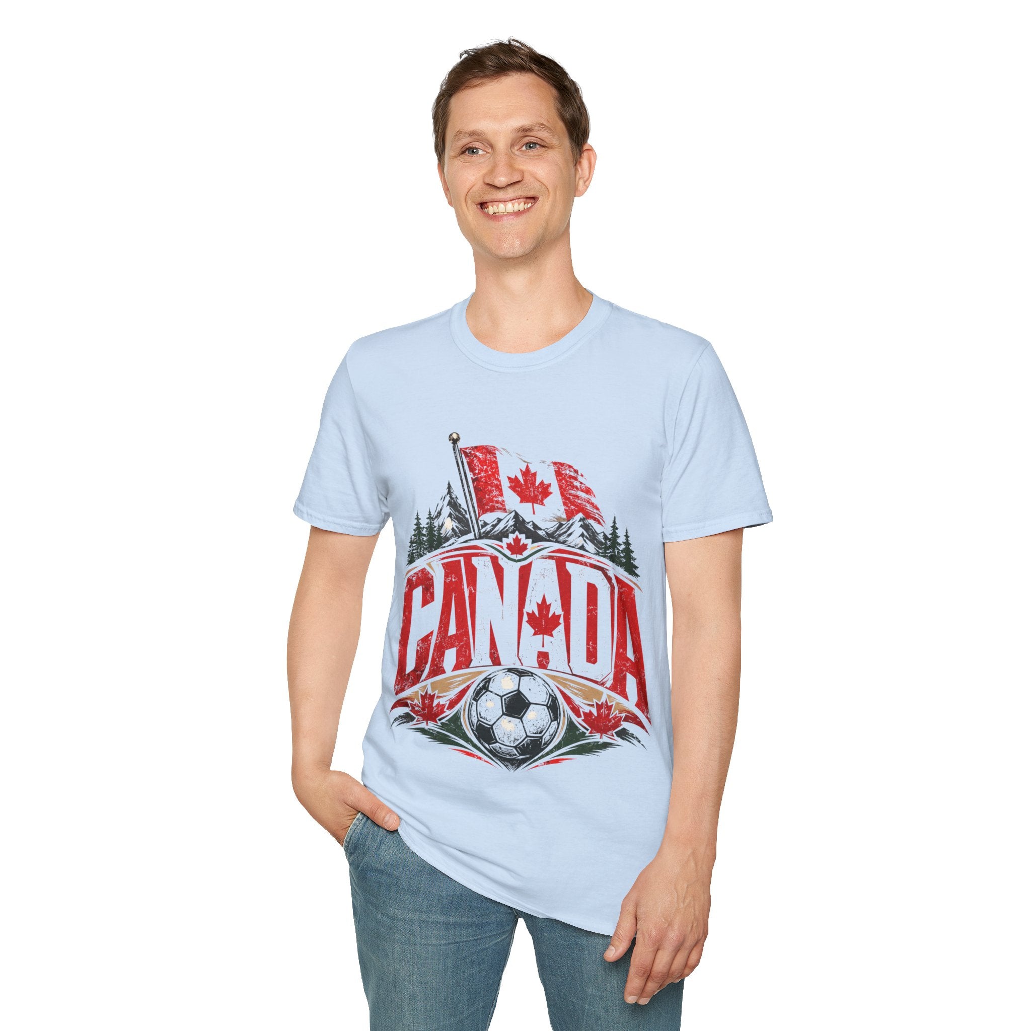 Canada Soccer T‑Shirt — Canadian Flag & Maple Leaf Crest