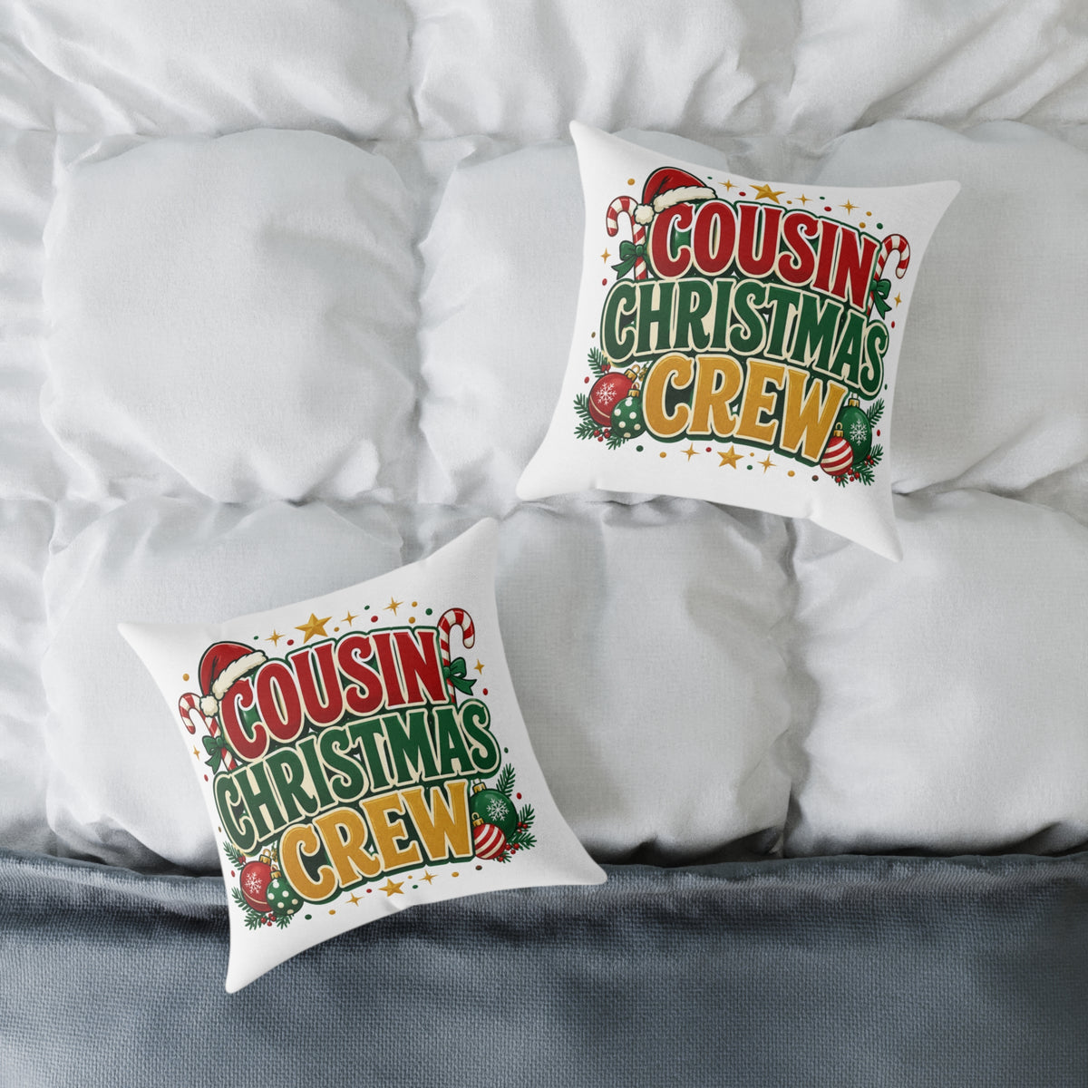 Cousin Christmas Crew Throw Pillow — Festive Holiday Decorative Cushion