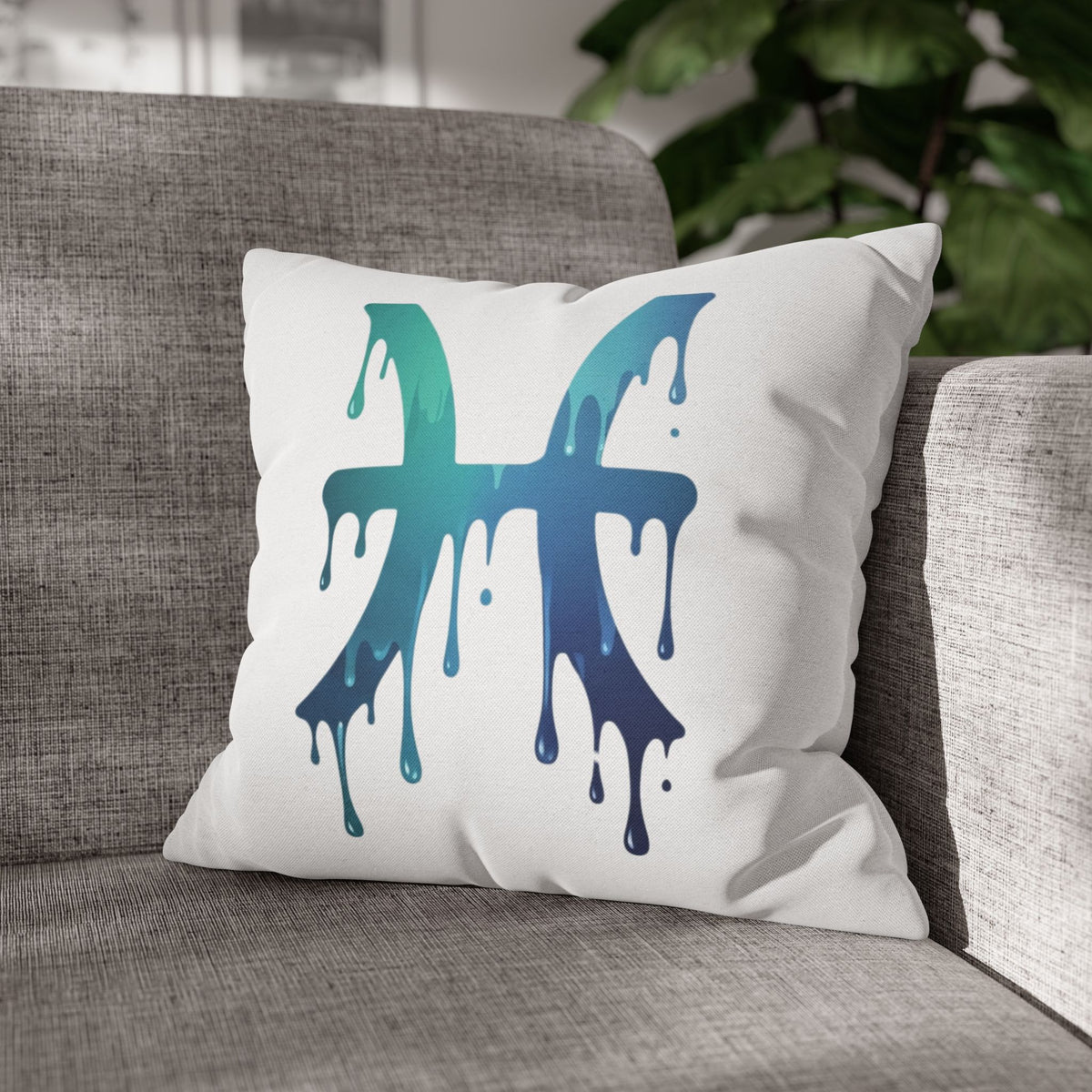 Pisces Drip Zodiac Pillowcase — Blue Gradient Astrological Accent