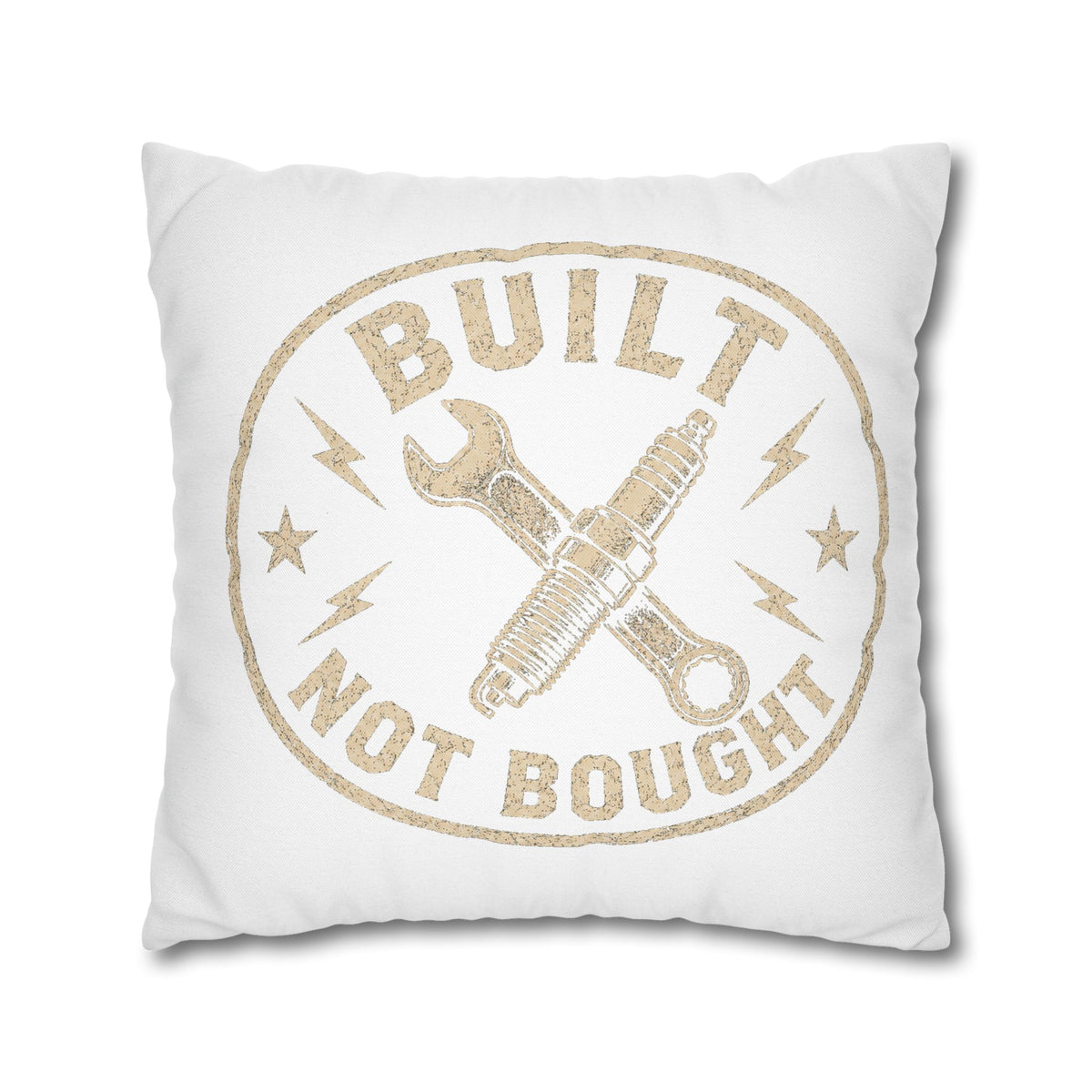 Built Not Bought Decorative Pillowcase Milo Bailey Dog Dad Mom — Mechanic Tool Wrench Spark Plug Graphic