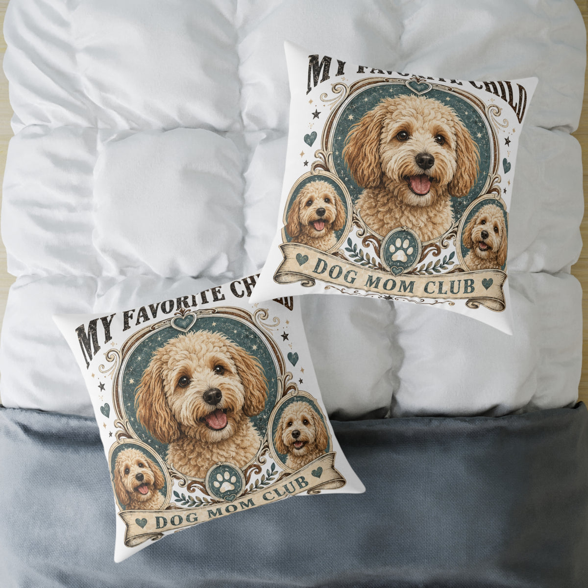 Doodle Dog Mom Pillow   Milo Bailey Dog Dad Mom— "My Favorite Child" Decorative Canvas Throw