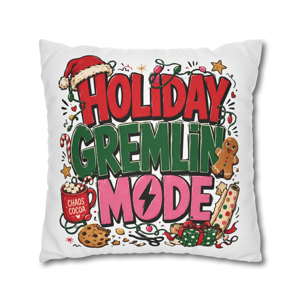 Holiday Gremlin Mode Pillowcase Modern Day Christmas