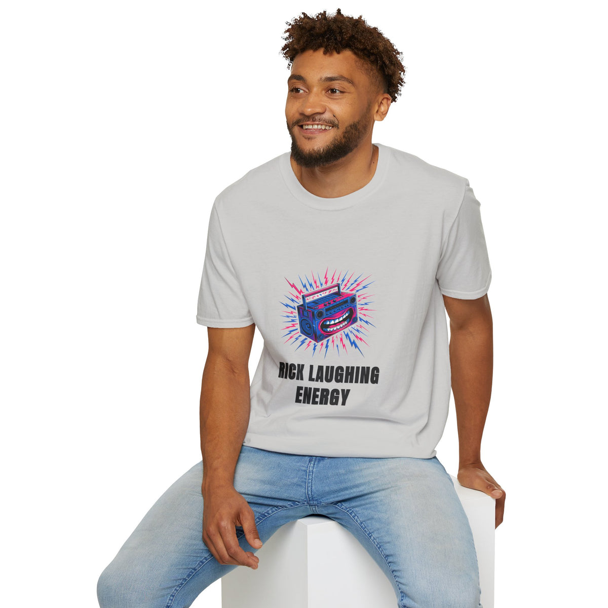 Rick Laughing Energy T-Shirt — Funny Retro Boombox Graphic Tee - Trending Now - August 2026