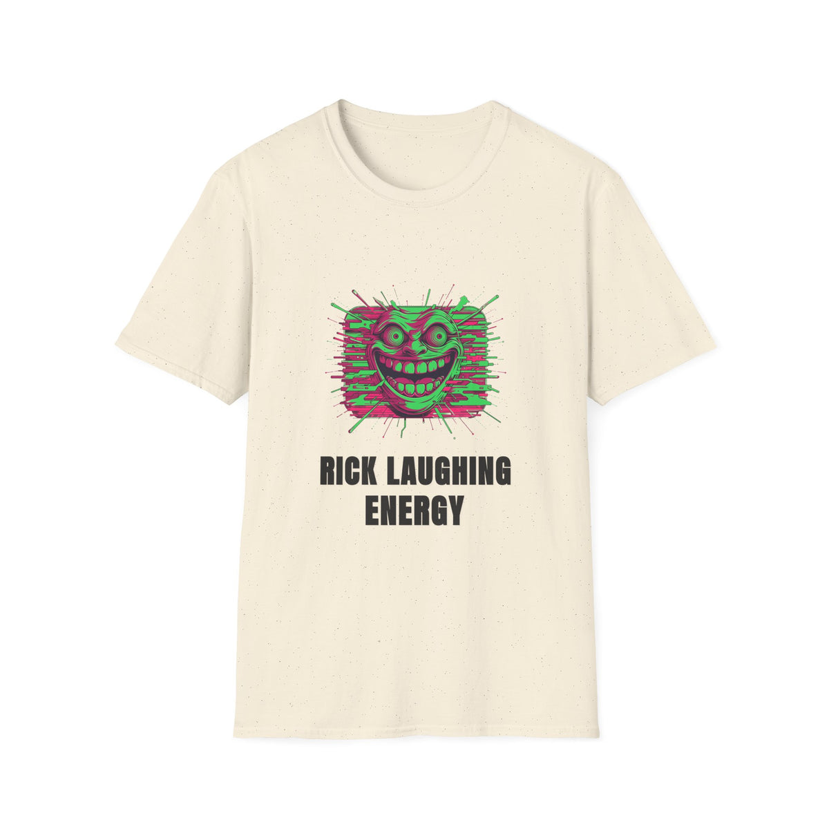 T-Shirt — 'Rick Laughing Energy' Neon Glitch Graphic - Trending Now - August 2026