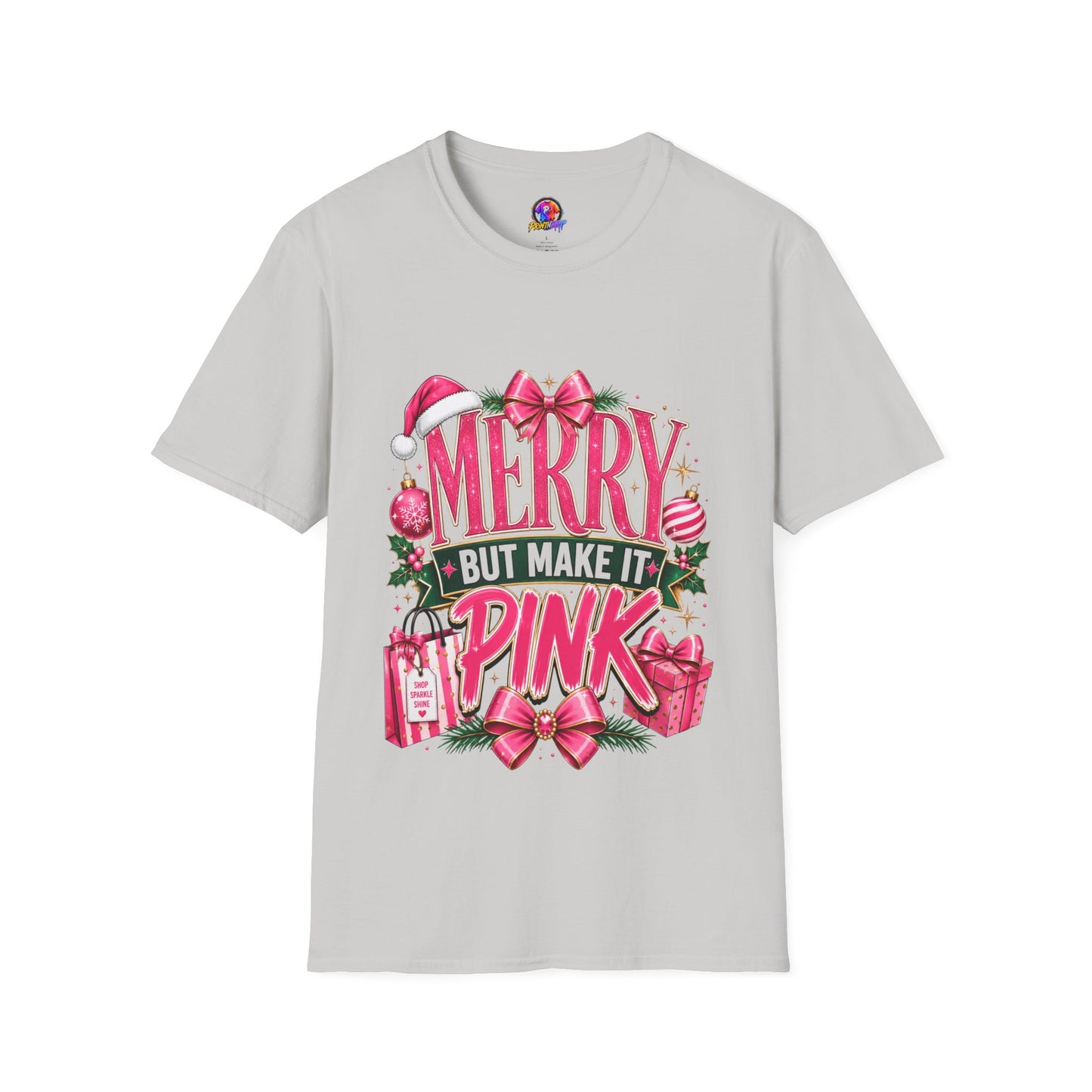 Christmas T-Shirt — "Merry But Make It Pink" Holiday Tee