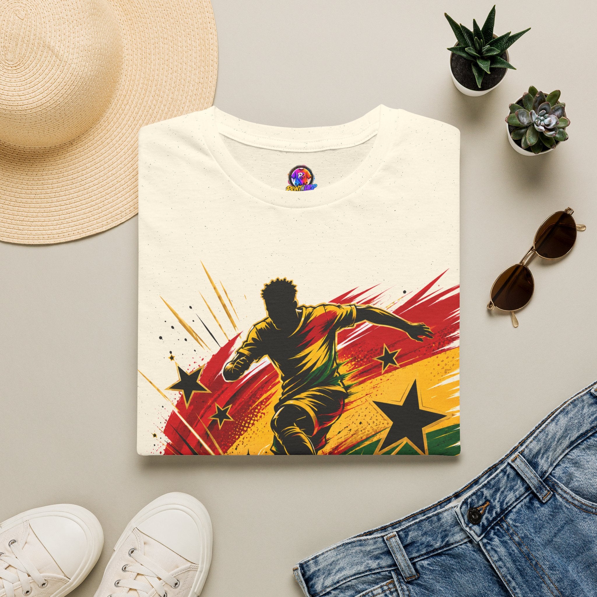 Ghana Star Power Soccer T-Shirt — Afro Football Fan Tee - Ghana T-Shirt