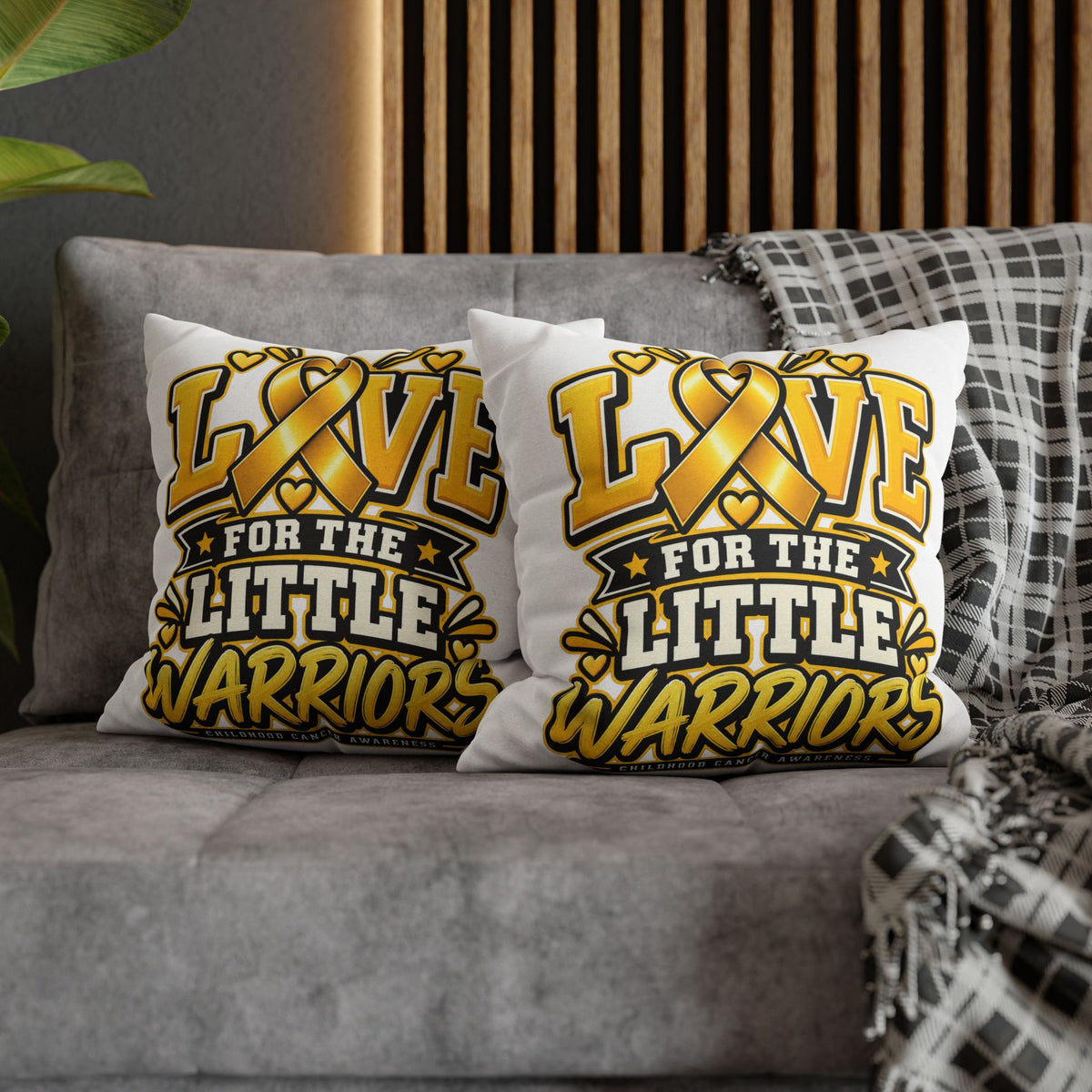 Square Pillow - "Love for the Little Warriors" Childhood Cancer Awareness Pillowcase
