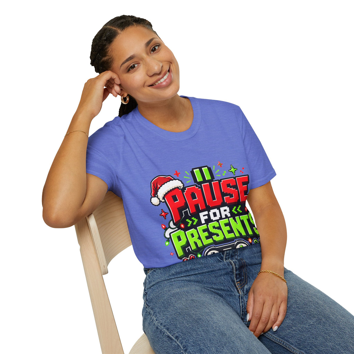 T-Shirt — "Pause for Presents" Christmas Gamer Tee